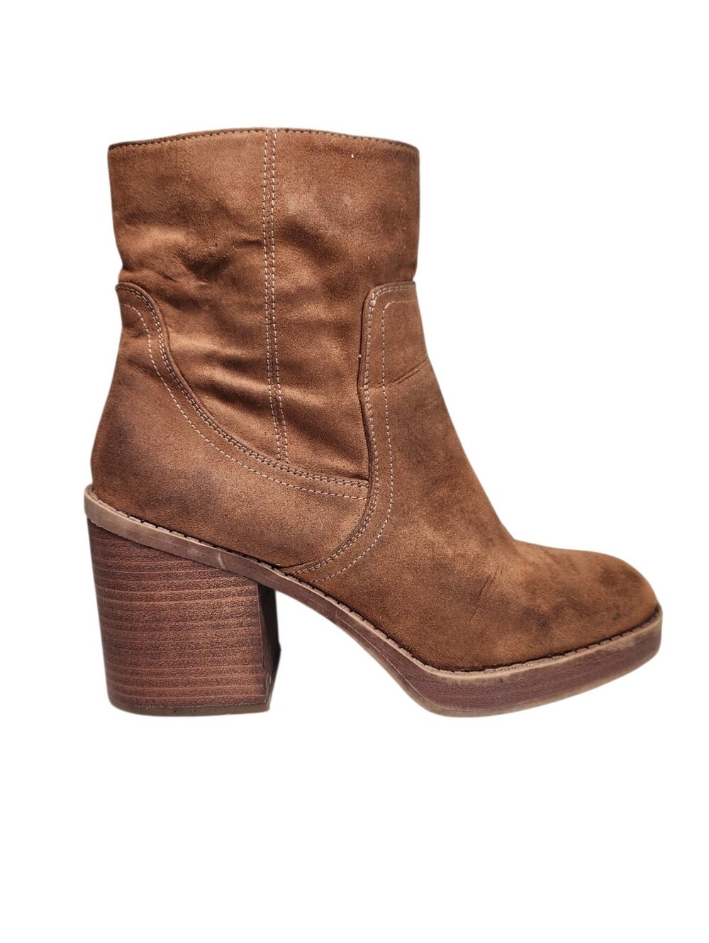 Universal Thread Women's Ankle Boots Size 9 Faux Suede Brown Zip Up Heeled